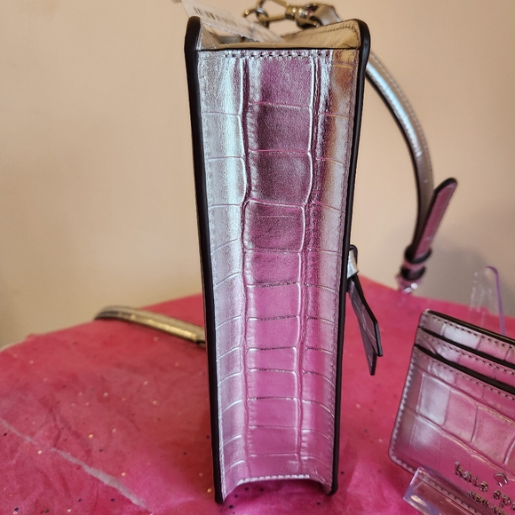 Kate Spade New York Knott Croc Embossed Mini Flap Crossbody 4 pc set NWT - Picture 6 of 12